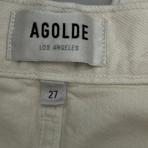 NEW AGOLDE Women’s Parker Straight Denim Jeans Fortune Cookie White Size 27